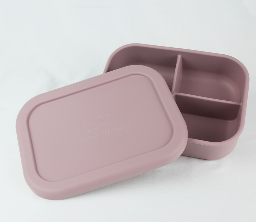 Divided Silicone Lunchbox Misty Lilac Puggle Collective PuggleCollective BPA Free Silicone Tableware toys kids childrens baby gift gifting games baby weaning baby feeding plate bowl drinking suction plate suction bowl Non-stick