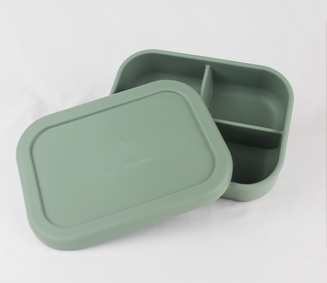 Divided Silicone Lunchbox Bush Sage Puggle Collective PuggleCollective BPA Free Silicone Tableware toys kids childrens baby gift gifting games baby weaning baby feeding plate bowl drinking suction plate suction bowl Non-stick