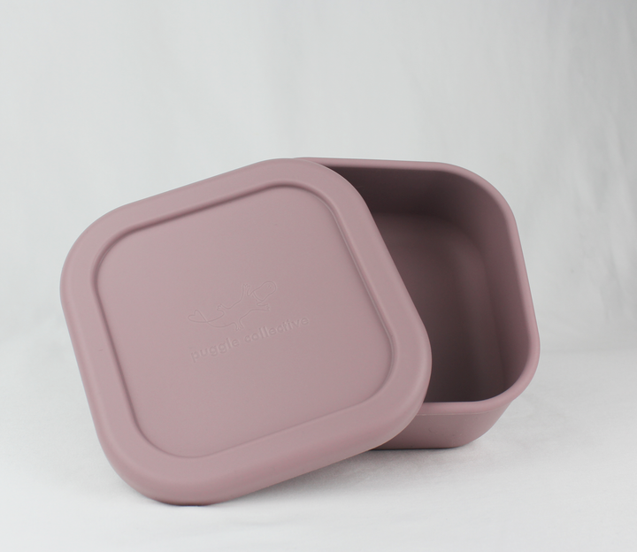 Silicone Snack Box Misty Lilac Puggle Collective PuggleCollective BPA Free Silicone Tableware toys kids childrens baby gift gifting games baby weaning baby feeding plate bowl drinking suction plate suction bowl Non-stick