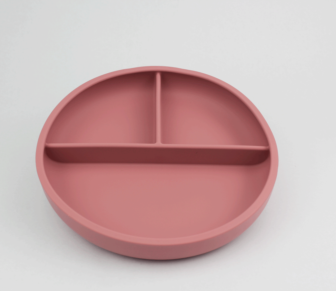 Basic Suction Divider Plate Wild Rose Puggle Collective PuggleCollective BPA Free Silicone Tableware toys kids childrens baby gift gifting games baby weaning baby feeding plate bowl drinking suction plate suction bowl Non-stick